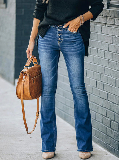 Bootcut-Jeans mit mittlerer Leibhöhe und 4 Knöpfen