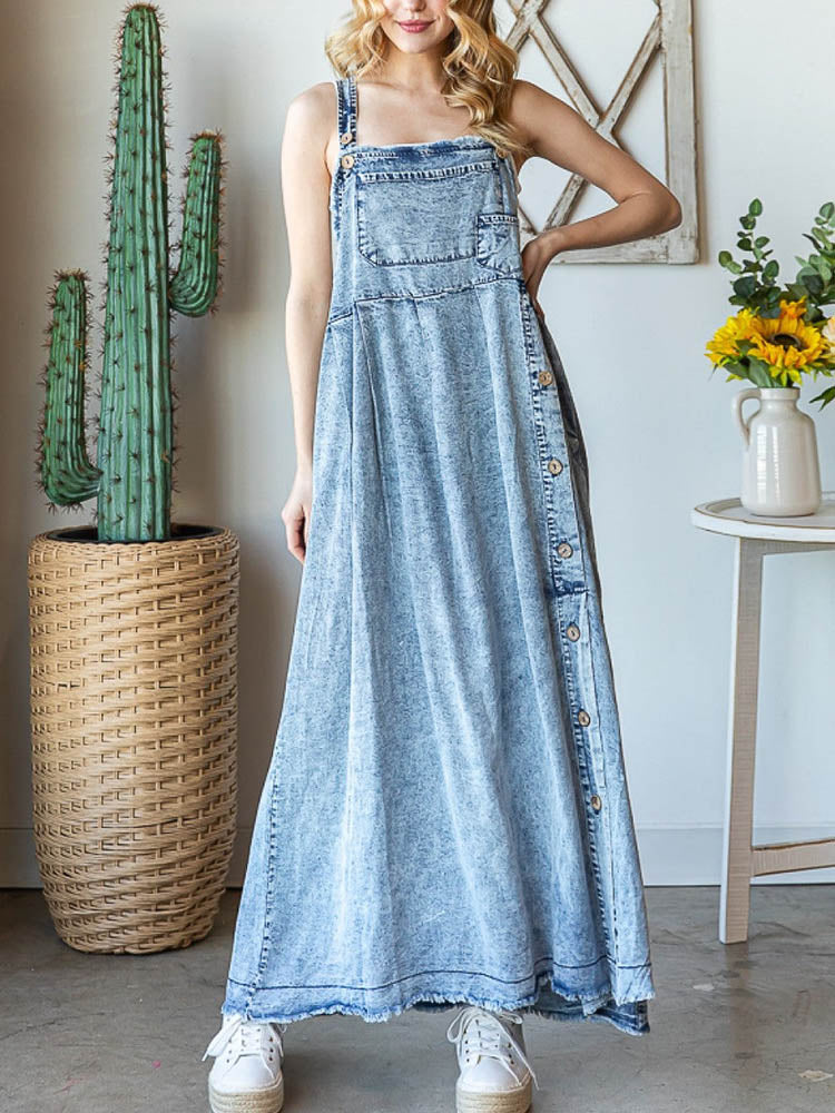 Abito in denim lavato con minerali da donna