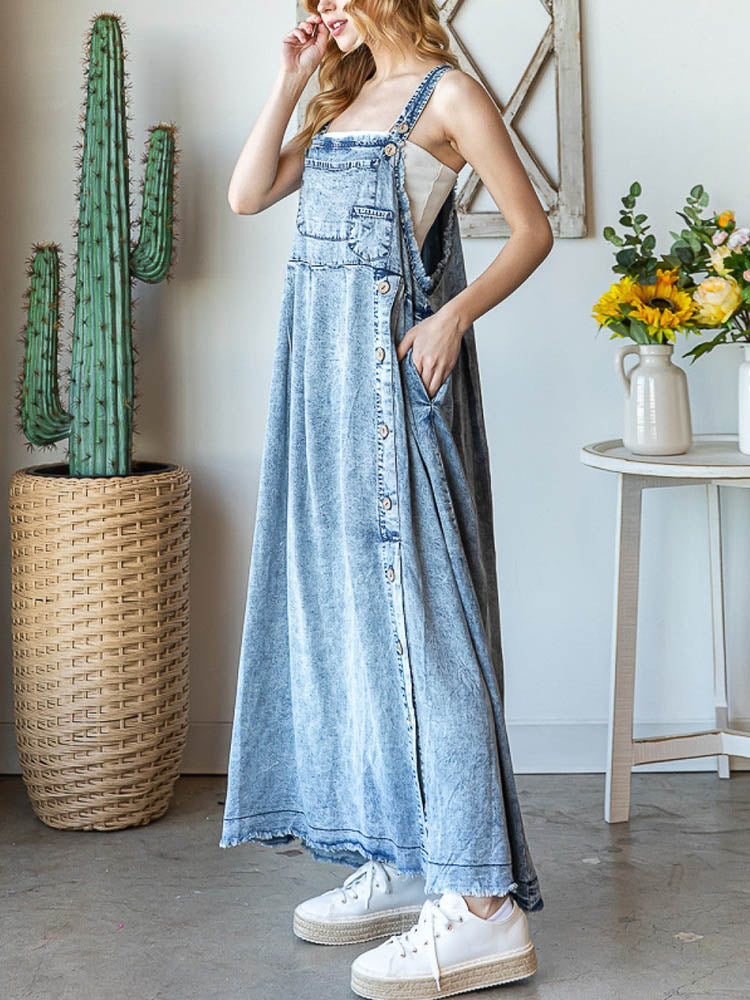 Abito in denim lavato con minerali da donna