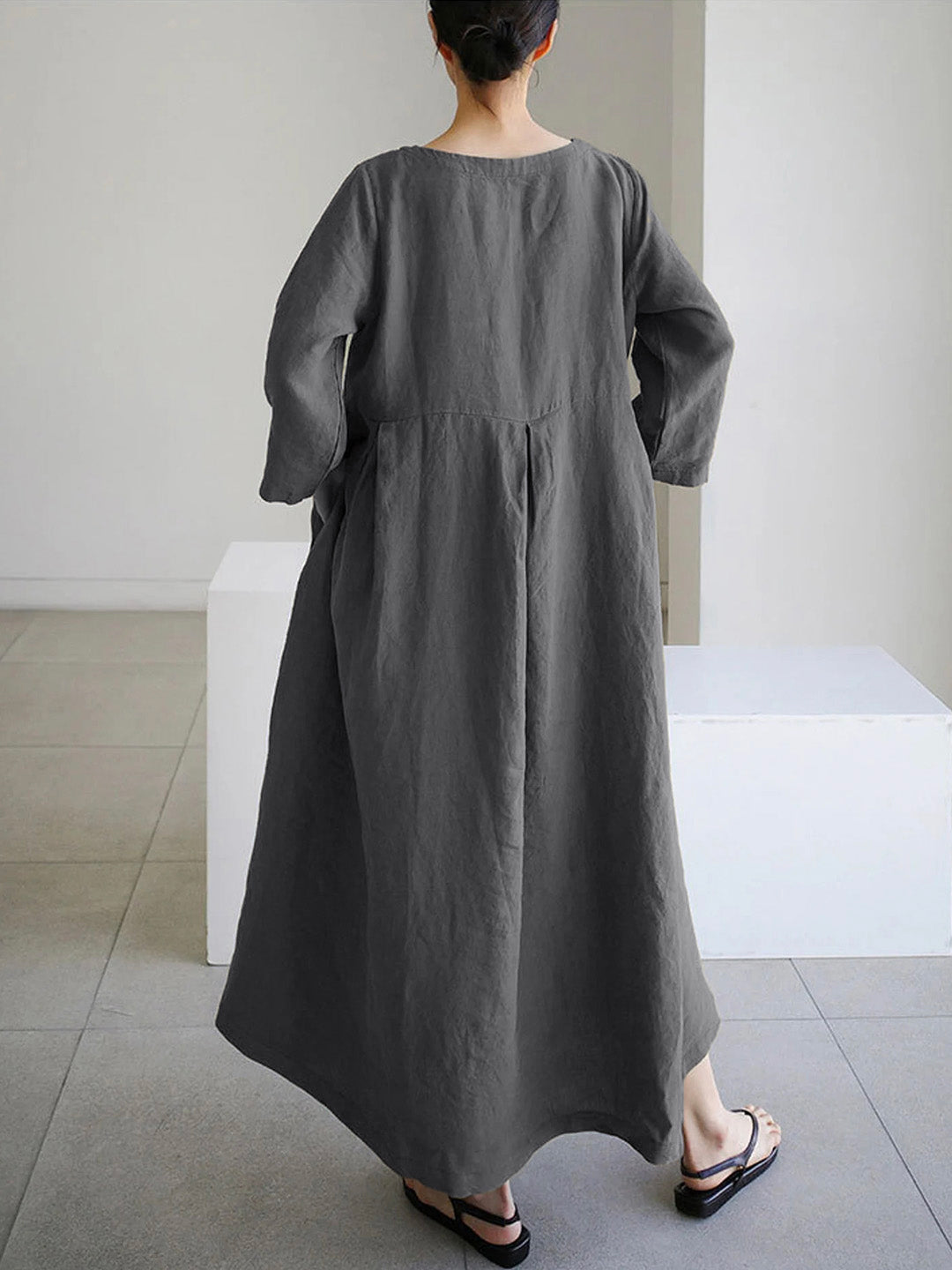 Robe ample en lin avec poches latérales