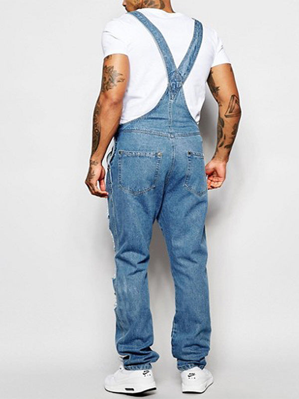 Herren-Jeans Overall in zerrissener Waschung