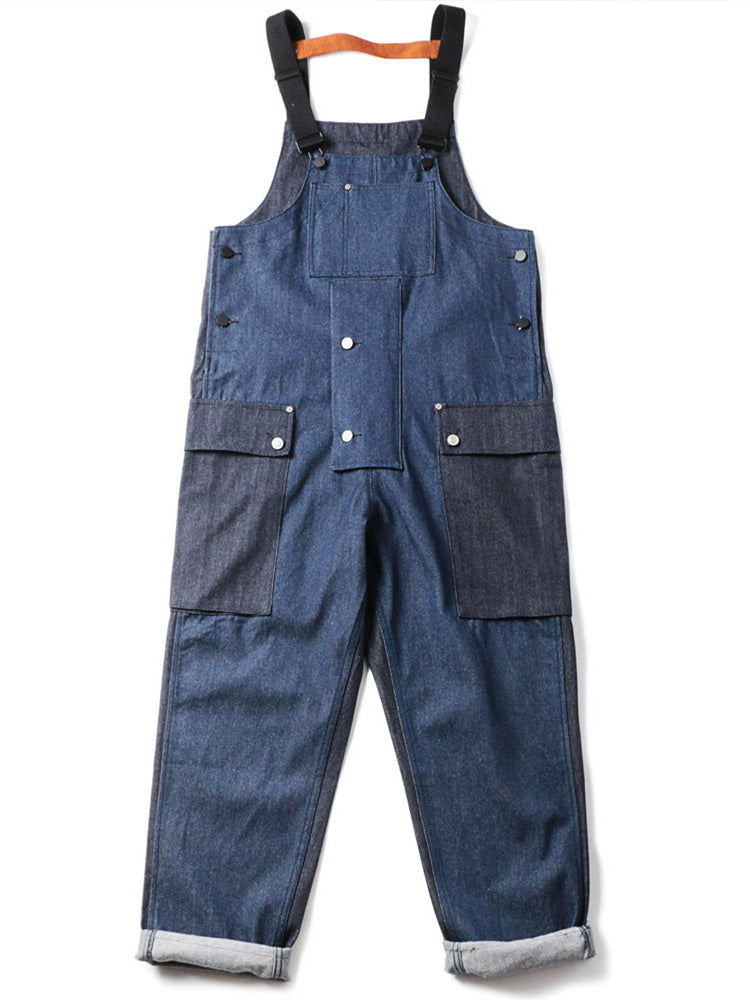 Baggy-Jeans Overall mit farblich passender Tasche