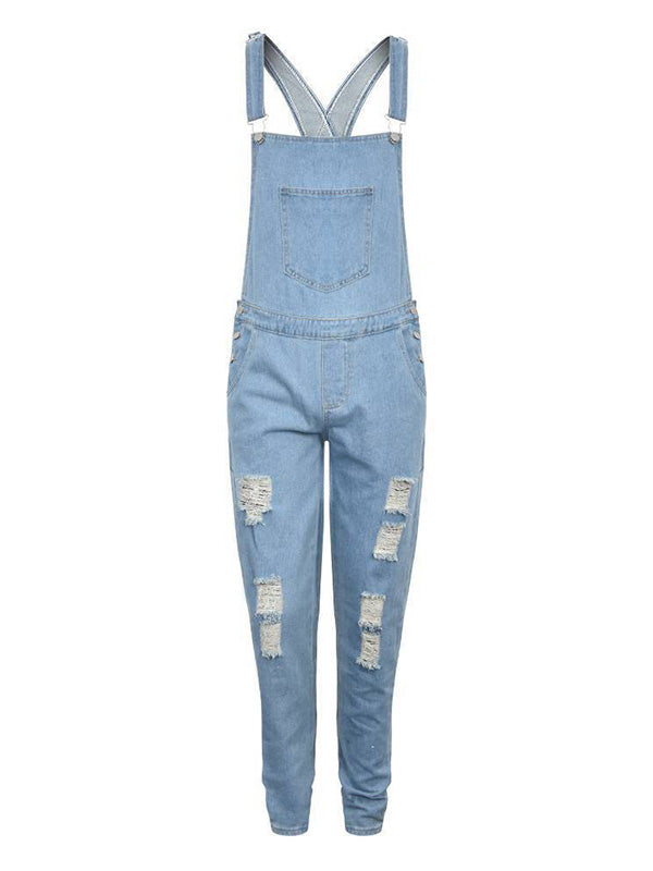 Herren-Jeans Overall in zerrissener Waschung