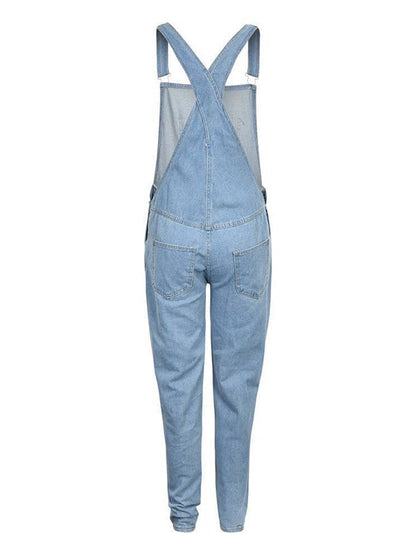 Herren-Jeans Overall in zerrissener Waschung