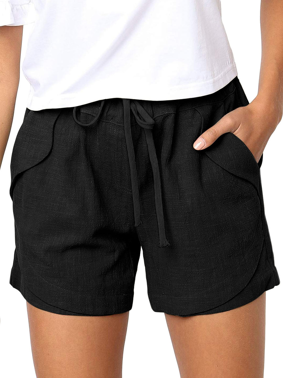 Lose Shorts mit Kordelzug und elastischer Taille und Taschen