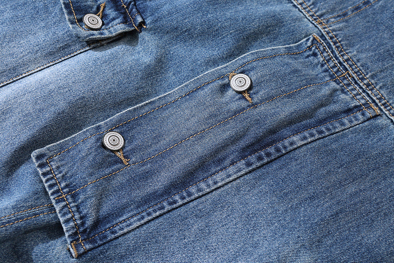 Distressed-Jeansoverall mit mehreren Taschen